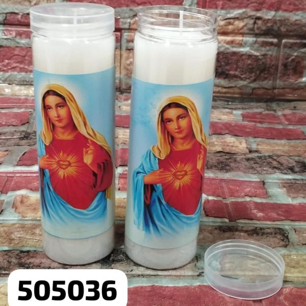 Vela con imagen religiosa